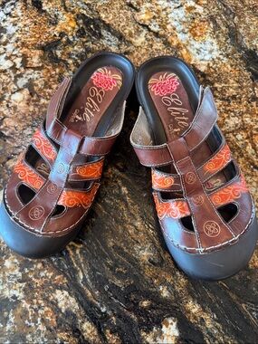 Brown and Orange Closed-Toe Sandals